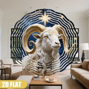 2D 1PC Golden Starry Sky Wind Chime 10"x10" Dual-Sided 360° Rotating Art for Garden Home Decor Christmas Gift