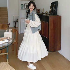 White Long Sleeve Dress Set Womens Autumn 2025 New Style Early Autumn Fashionable Complete Set Korean Style Commute Dress