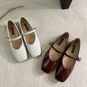🔥Margotu🔥รองเท้าแมรี่เจน ส้น 2 ซม. ไตรรงค์ รองเท้าสตรีเรียบหรู รองเท้าทำงานหนังมีสไตล์ในราคาขายส่ง