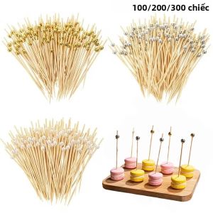 Que Tre Dùng Một Lần Tăm Trang Trí Tráng Miệng Dạng Ngọc Trai 100/200/300 Chiếc Dùng Cho Tiệc Trái Cây Đám Cưới Sinh Nhật Cắm Trại Đồ Dùng Tiệc Thân Thiện Với Môi Trường