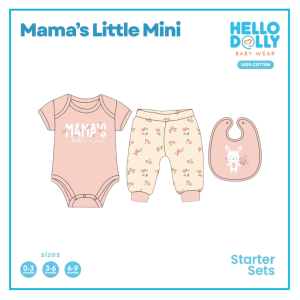 Hello Dolly Baby Girl Starter Set | Limited Edition 3pcs Onesies Set | Bodysuit Bib & Pajama