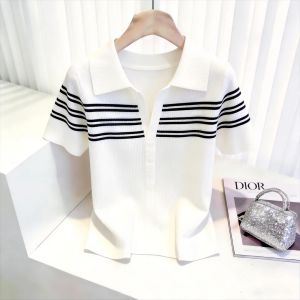 Áo Thun Nữ Cổ Polo Sọc Ngắn Tay