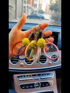 Tennis Racket Keychain Mini Keychain Sports Key Chain Tennis Ball Sport Mini Tennis Racket Pendant Keychain Finder Holer Accessories Gifts Mini Tennis Racket Pendant Keychain Keyring Key Chain Ring Finder Holer Accessories for Lovers Day Gifts