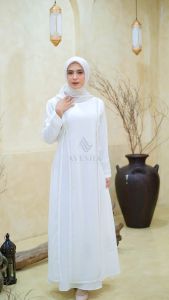 [ AYESHA ] Gamis Putih Wanita Abaya Turkey Mewah Elegan Premium Terbaru