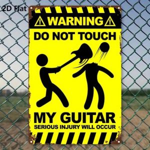CIFbuy Funny Do Not Touch My Guitar Sign Retro Aluminum Wall Art 12x12 Inch Waterproof Durable Humorous Music Room Home Decor
