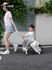 Q-BOX Ready Stock NEW Kid Foldable Trolley kids luggage Carry on Suitcase Luggage 20inch Travel Bag Hard Luggage