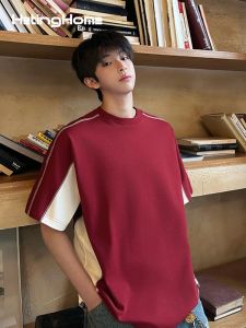 HetingHOME | Hetinghome Summer Trendy Brand Loose Mens American Genderless Short Sleeve T-shirt Couple Matching Round Neck Casual Top