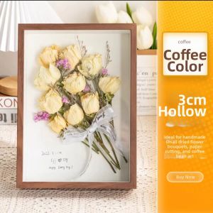 Modern Simplicity Style Rectangle Glass Frame for Dried Flower Preservation Specimen Rose Flower Home Decoration Tabletop Ornament