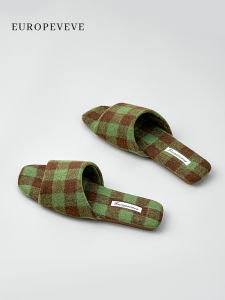 Dép Đi Trong Nhà Bằng Vải Sọc Scandinavia Mùa Xuân Hè Chống Trượt Cho Cặp Đôi Dép Xăng Đan Đế Bằng Lót Da Trung Tính