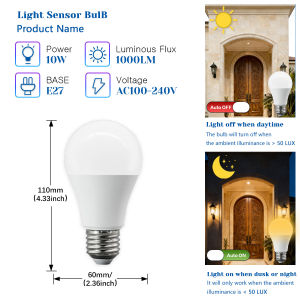 1-20PACK E27 B22 BASE LED PIR Motion Sensor Bulb 10W Microwave Radar Light AC100-240V Auto ON/OFF for Outdoor Parking Lighting