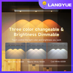 LANGYUE Đèn LED Siêu Mỏng Đèn Tủ Thay Đổi 3 Màu & Có Thể Điều Chỉnh Độ Sáng Đèn Ngủ Sạc USB Không Dây Cảm Biến Chuyển Động PIR Đèn Trong Nhà Tủ Quần Áo