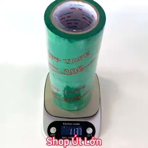 Băng keo màu xanh lá OPP rộng 2.4cm dài 75 mét lõi giấy 3mm 1 cây 12 cuộn giá tại xưởng