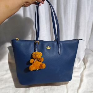 Preloved J Estina Korea Blue Tote BagGenuine Leather Bag