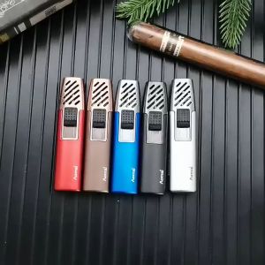 Creative Long Strip Large Fire Welding Gun Inflatable Cigar Windproof Lighter Transparent Visible Gas Chamber Filling Lighter