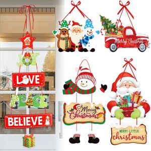 🔥11~11 Sale🔥Christmas Hanging Sign Santa Claus Xmas Welcome Door Decor Outdoor Indoor Christmas Decoration for Home Winter Party Holiday Decor