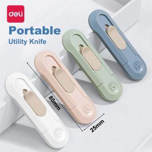 deli | Deli 1/4pcs Portable Paper Cutter Mini Cutting Knife SK5 Utility Knife Metal Blades Easy Carry Cutters Knife Stationery Supplies