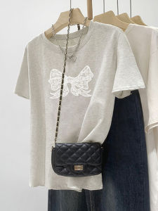 Áo Thun Cotton in Họa Tiết Bướm Thời Trang Mùa Hè Cho Nữ Áo Thun Tay Ngắn Cổ Tròn Dáng Rộng Phong Cách Hàn Quốc Áo Thun Cotton Nguyên Chất