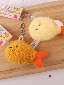 Cute Fried Shrimp Plush Keychain Bag Pendant Couple Backpack Decor Local Doll Key Holder Bag Accessories Winter Collection