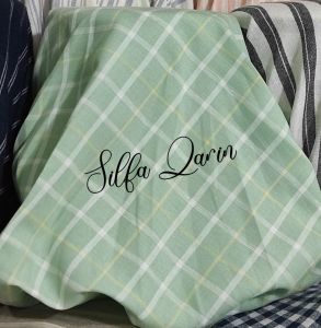 Kain Bahan Katun Pure 100% Linen Kotak Premium (Harga Untuk Setengah Meter)