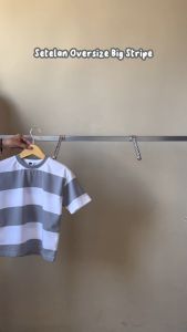Setelan Kaos Atasan Oversize Big Strip Series Anak Laki Laki Perempuan 1 - 10 Tahun