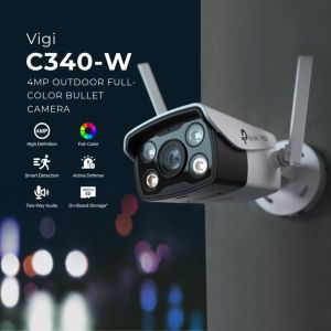 TP-Link VIGI C340-W 4MP Outdoor Full-Color Night Vision 2-Way Audio Wi-Fi Bullet Network IP Camera