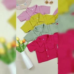 Pakaian Anak Cewek One Set Celana Panjang Usia 15  Tahun Kain Hornet Knit Lentur Lembur Pink Fushia