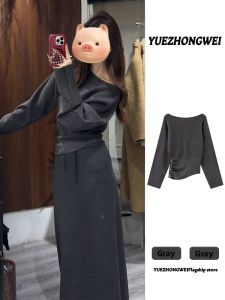 YUEZHONGWEI | Asymmetrical Off-shoulder Sweater