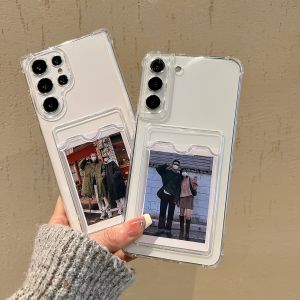 ล้างผู้ถือบัตรเคสโทรศัพท์สําหรับSamsung Galaxy S25 UltraกรณีSamsung S24 Ultra S23 FE S22 Plusกระเป๋าสตางค์ช่องใส่การ์ดนุ่ม