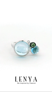 LENYA แหวนพลอยบลูโทแพซ เสริมความมั่นใจ ชัดเจน ปัญญา ขนาด 10 มิล ตัวเรือนเงินแท้925 ชุบทองคำขาว
