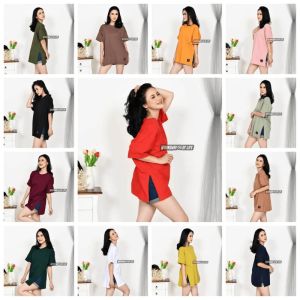 Oversize T-Shirt with Slit Premium Cotton - Kaos Oversize Wanita Belah Pinggir - Belah Samping - Oversized