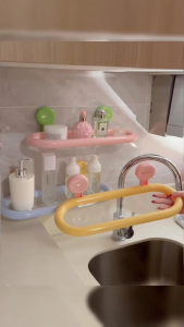 Oval Suction Cup Shelf - No Drilling Bathroom Wall Mount for Shower Gel & Hand Sanitizer