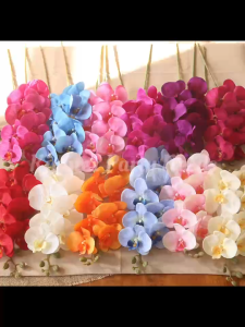 Phalaenopsis Rubber Bransh Simulation 9 Head Orchid Bunch Artificial Flower for Home Wedding Decor Plant Ornaments