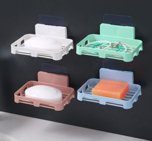 Single-Layer Wall Soap Box Soap Rack Wall Seamless Sticker Bathroom Storage Sticky Soap Container Bathroom TB-BX
