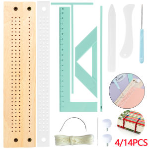 14/4Pcs Scrapbooking Tool Book binding kit Starter Notebook DIY Craft Complete Bookbinding Ruler Templates Notebook Journal