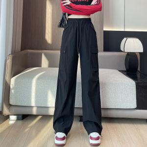 LANGPIN | High Waist Drapey Loose Casual Pants Spring Autumn Workwear Wide Leg Straight Loose Double Wear Utility Trousers