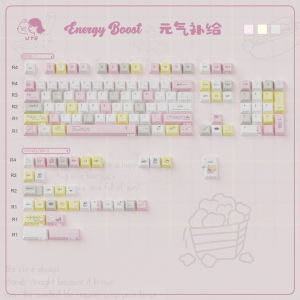 Enengy Boost Theme Keycaps Dye-Sublimation Cherry Profile PBT Keycaps Cute Pink Key Cap For MX Mechanical Keyboard Anne GH60