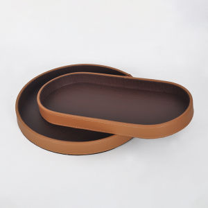 Luxury Modern Simple Leather Tray Desk Decor