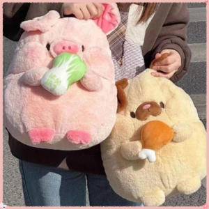 Soft Round Fat Dog with Chicken Leg Stuffed Animals Pig Rabbit Release Pressure Toys Home Decor Cushion Throw Pillow Gift Kids