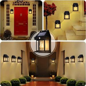 Solar Wall Lamp Outdoor Dusk To Dawn Porch Light PIR Motion Sensor Garden Light Suitable for Courtyard Garden Villas