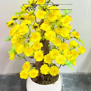 (500g) Chùm Bông Mai Đ ào Chùm 3 Bông Nguyên Liệu Làm Cây Mai Đào. Hoa Lụa Decor