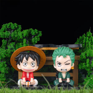 Bandai | Anime One Piece Figurine Mini Sitting Posture Solon Wearing Hat Luffy Figurine PVC Model Desktop Ornament Anime Peripheral Toys