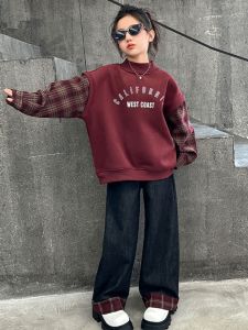 Bộ Đồ Lót Phong Cách Hàn Quốc Dày Dặn Cho Bé Gái Năm Mới Trang Phục Mùa Đông Phong Cách Mới Quần Áo Trẻ Em Bằng Cotton Lông Vũ