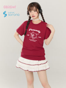 Gbiaior | Cool Sensation Elegant Print Regular Shoulder Red T-Shirt