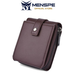 MENSPE Fashion Wallet Mens Simple Short Wallet Retro PU Buckle Coin Purse Business Multi-Card Position Large Capacity Zipper Wallets Travel Purses Coin Pouch ID Credit Cards Holders