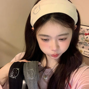 Retro Cute KT Cat Wide Edge Hairband Womens Face Washing Hair Clip Sport Hairband Hair Accessories Sweet Style Fabric Body