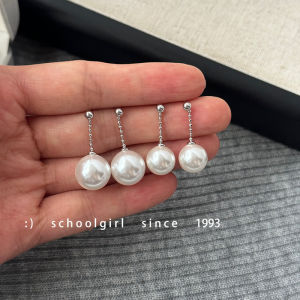 Elegant Long Pearl Drop Earrings S925 Silver Needle Chain Lightweight Luxury French Style Face Slimming Fashion Jewelry
