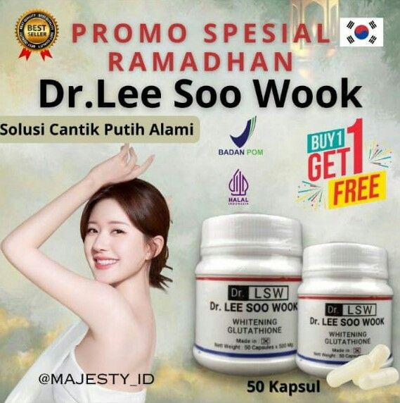 Best seller Dr lsw Asli Original Dr LSW WHITENING GLUTATHIONE Lee Soo Wook  Obat Pemutih Kulit Badan Import Collagen Vitamin E Ginseng Vitamin C  Glutathione Beli 2 Gratis 1 Dr Lsw Original -