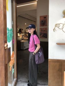 VKSOD | ชุดสองชิ้นสไตล์เกาหลีสำหรับฤดูร้อนปี 2025 สำหรับผู้หญิง คอกลมแขนสั้น กางเกงขายาวเอวสูง ลำลอง สบายๆ ลำลอง