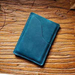 Genuine Leather Credit Card Holder Leather Minimalist Pocket Wallet Business Card Case ID Card Protective Cover for Men Women