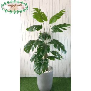 Pohon Artificial Pohon Hias Daun Monstera Latex T180 Pot Terasso Abu Hiasan Sudut Kantor Aesthetic